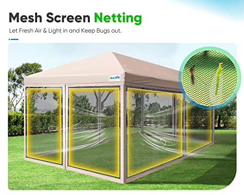 Quictent 10'x20' Pop up Screened Canopy Tent with Mosquito Netting, Portable Easy up Outdoor Screen House Shelter for Patio, Camping and Picnic, Includes Wheeled Carry Bag