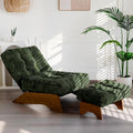 MAXYOYO Accent Chair with Ottoman Adjustable Backrest, Tufted Living Room Chair Upholstered Lounge Chair with Footrest Set, Modern Chair Cozy Reclining Chair for Reading Room, Green