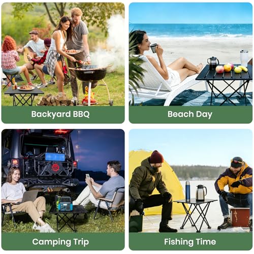 hediya 2 Pack Portable Camping Table Foldable, Ultralight Small Folding Beach Table with Carry Bag for Outdoor Travel, Beach, Camp, Picnic, BBQ, Cooking, Festival, Boat, Home Use (Black-S)