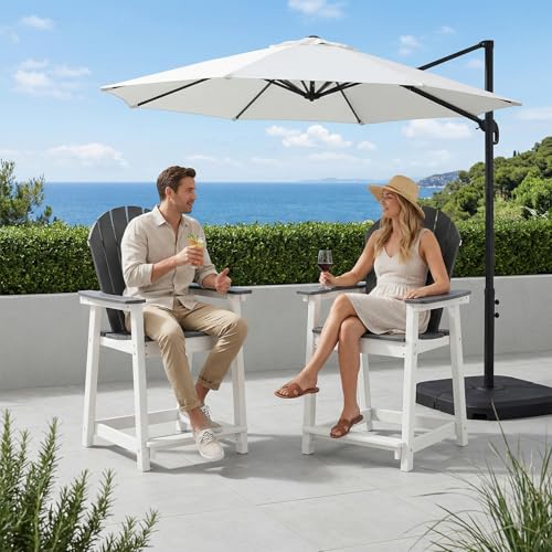 OTSUN Tall Modern Adirondack Chair, All Weather HDPE Bar Height Adirondack Stools Two-Tone Widened Durable Design for Porch Patio Yard Lawn Fire Pit Bistro Basement Indoors & Outdoors