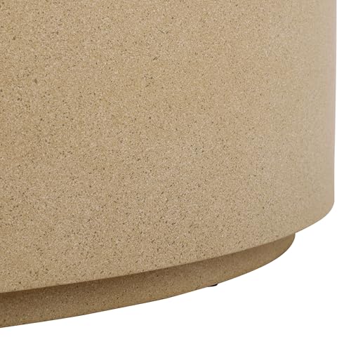 SAFAVIEH Outdoor - Tina Round Coffee Table - Beige - Fully Assembled - Weather Resistant - Ideal for Deck, Patio, Backyard, 35.4" W x 35.4" D x 10.6" H (PAT6210B)