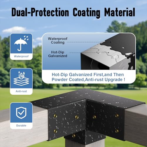 Pergola Kit, Heavy Duty Pergola Brackets for 4"x 4" (Actual 3.5" X 3.5") Lumber,DIY Rust-Proof Gazebo Hardware Kits with 3-Way & 4-Way Corner Bracket, Gazebo Brackets Kits for Patio Backyard Outdoor