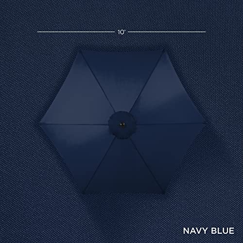 Best Choice Products 10ft Outdoor Patio Umbrella, Outdoor Table Umbrella, Yard Umbrella, Market Umbrella with 8 Sturdy Ribs, Push Button, Tilt and Crank - Navy Blue