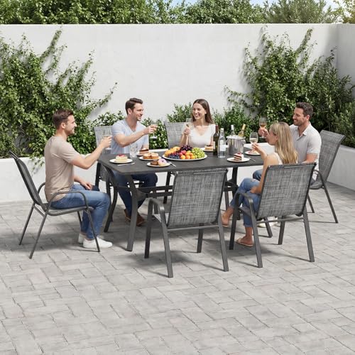 Vimstora Patio Chairs Set of 6, Stackable Outdoor Dining Chairs for All Weather Textilene Fabric & Metal Frame, Outdoor Chairs Set for Backyard Deck Garden