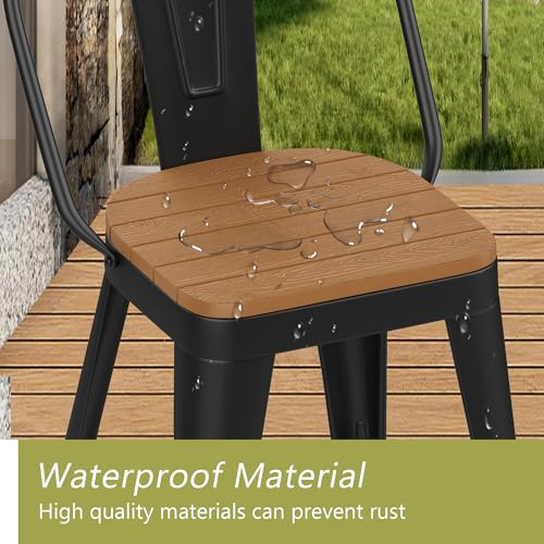 POINTANT Outdoor Metal Bar Stools Set of 4,30 inch Barstools Counter Height Bar Stool with High Back Farmhouse Kitchen Dining Chairs Bar Funiture for Outside