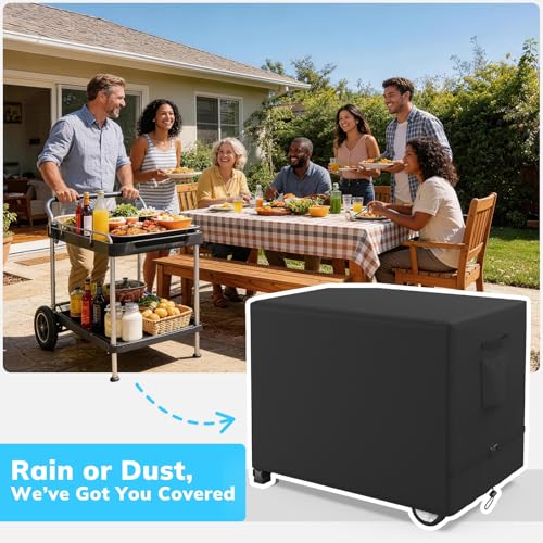 Outdoor Prep Table Cover, Waterproof Outdoor Dining Cart Cover, Heavy Duty Oxford Fabric for 36-inch Keter Unity Portable Table, Outdoor Storage Cabinet and Utility Cart, 36" L×24" D×35" H, Black