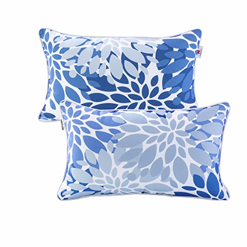 JMKaixin Pack of 2 Patio Lumbar Pillows, 12”x20” Fade Resistant Outdoor Waterproof Lumbar Pillow with Inners, Decorative Garden Lumbar Cushions for Home Patio Terrace Sofa Use