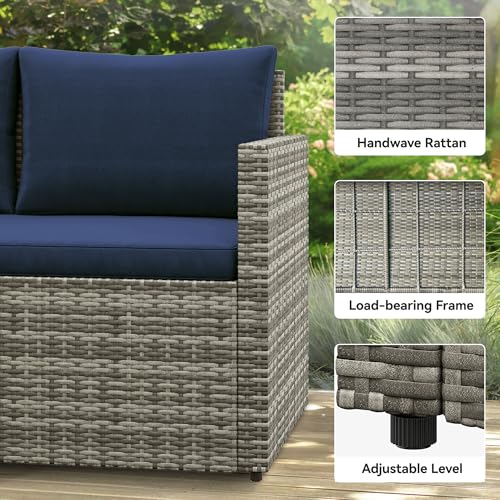 YITAHOME 9PCS Patio Furniture Set with Lift-Top Coffee Table & Ottoman, Outdoor Modular Sectional Sofa, Waterproof Patio Conversation Set, All-Weather Patio Sofa, Outdoor Sectional for Deck Backyard