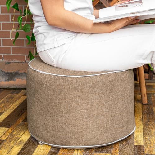 AbunHeri Outdoor Ottoman Outdoor Ottomans for Patio 20x12 Inches Modern Lightweight Foam Stuffed Pouf Outdoor Footstool Footrest Foot Stool Waterproof (Coffee)