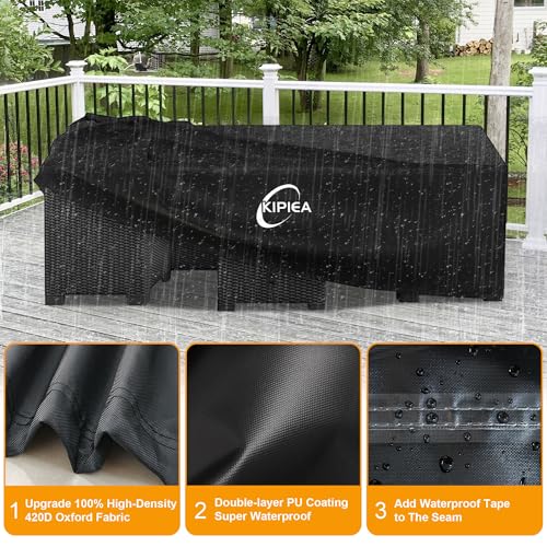 Kipiea Patio Furniture Covers Waterproof Winter, Heavy-Duty Outdoor Furniture Set Covers for Table Chairs, Anti-UV, No Tears or Fading (110" L x 84" W x 28" H)