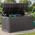 YITAHOME 100 Gallon Resin Deck Box, Weather Resistant Outdoor Storage Box, Lockable Indoor Outdoor Storage for Supplies and Essentials, Dark Brown