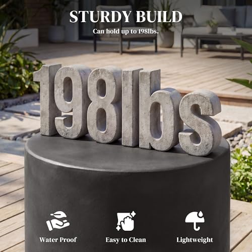 HOMCOM Outdoor Side Table, Round Small End Table with Concrete Finish for Indoor, Patio, Backyard, Pool, Porch, Garden, Lawn, Dark Gray