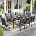 Sophia & William 9 Piece Outdoor Patio Dining Set, Patio Table and Chairs Set for 8, 6 Fixed and 2 Swivel Patio Chairs with Cushions and Rectangular Table, Outdoor Dining Set for Backyard, Poolside