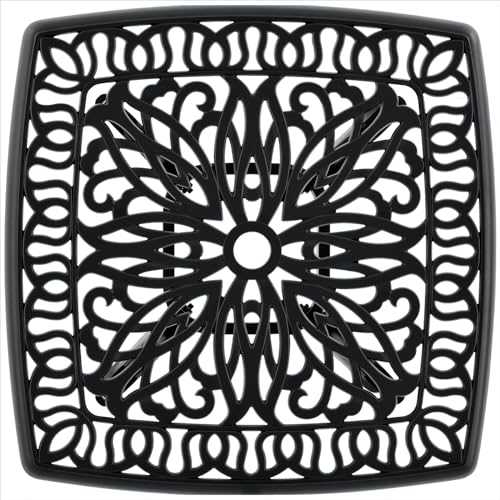 ZOTORUN Outdoor 21" Cast Aluminum Square Side Table End Table for Patio, Backyard, Pool, Indoor Companion, Easy Maintenance and Weather Resistant, Black