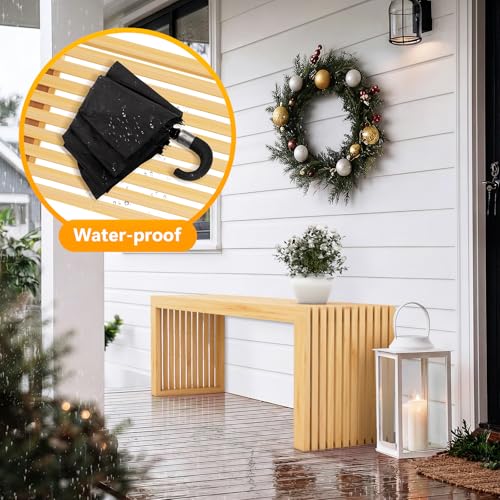 Toolola Bamboo Dining Bench, 35-inch Sleek Design Entryway Shoe Rack Bench, Indoor Kitchen Table Bench, Waterproof Outdoor Bench, Natural