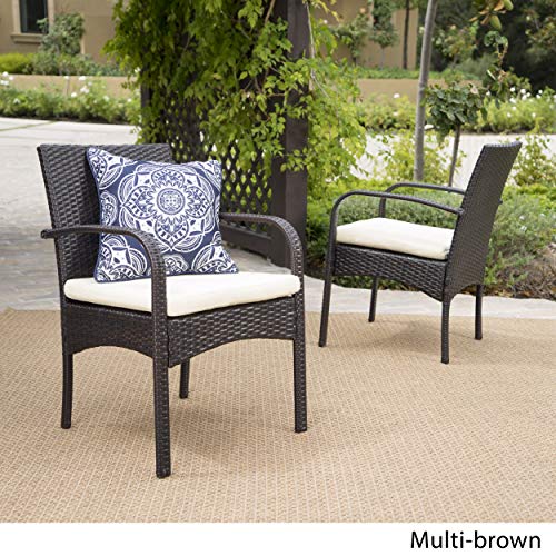 Christopher Knight Home Cordoba Outdoor PE Wicker Dining Chairs, 2-Pcs Set, Multibrown