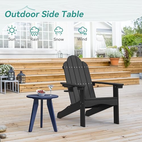 Homenjoy HDPS Outdoor Side Table, Small Round Side Table Weather-Resistant, Outdoor Side Tables for Patio, Porch, Deck, End Table for Plant Stand, Living Room, Bedroom, Navy
