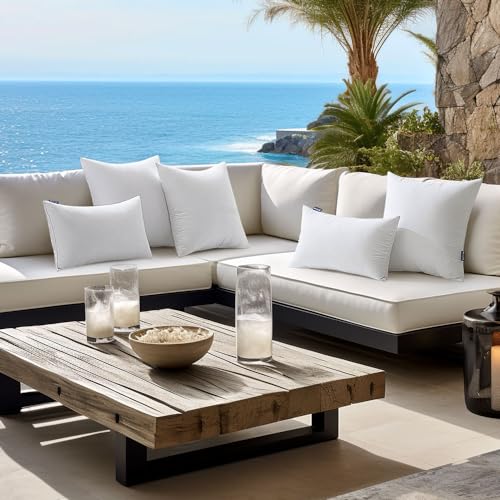MIULEE Pack of 4 18x18 Inch Outdoor Pillow Inserts Waterproof Decorative Throw Pillow Insert, Square Lumbar Garden Pillow Form for Patio Sofa Couch