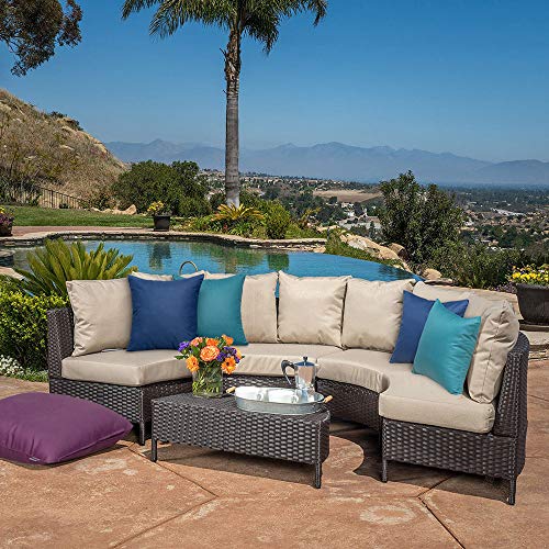 MIULEE Pack of 4 Decorative Outdoor Waterproof Summer Pillow Covers Square Garden Cushion Cases PU Coating Throw Pillow Cover Shell for Patio Tent Park Couch 18x18 Inch Navy Blue