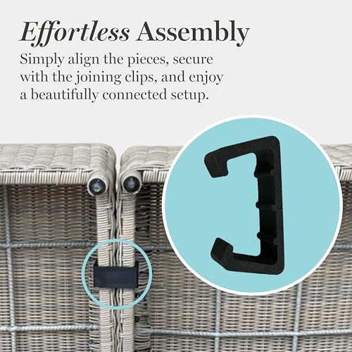 Martha Stewart Lily Pond Indoor-Outdoor Patio Loveseat in Weathered Gray Rattan Wicker with All-Weather Gray Back and Seat Cushions, 300 Lb. Static Weight Per Seat