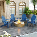 LUE BONA HDPS Adirondack Chairs Set of 4, Long-Lasting All-Season Outdoor Patio Chairs, Hidden Cup Holder, 350 LBS, Navy Blue
