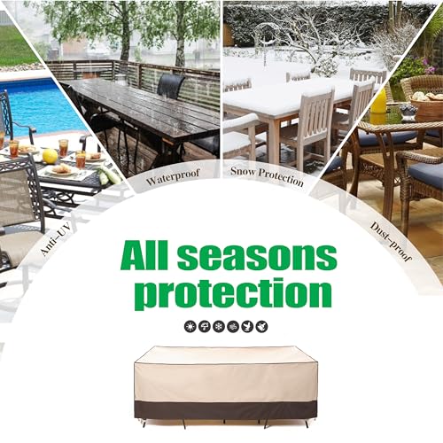 F&J Outdoors Patio Furniture Covers, Waterproof Anti-UV for Table and Chairs Set, 108"Wx82"Dx27.5"H