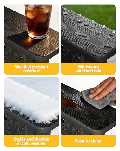 EcoVida Outdoors Folding Adirondack Chair, Lightweight & Portable HDPE Patio Chair, All-Weather Space-Saving Foldable Fire Pit Seating for Camping, Backyard, Deck-Black