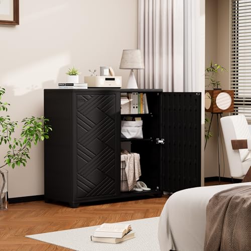 Mrosaa Storage Box Outdoor Caninet,Resin Indoor Storage Box Waterproof Outdoor Storage Cabinets for Patio/Garden/Backyard
