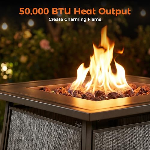 BALI OUTDOORS 50,000 BTU Propane Fire Pit Outdoor, 28 inch Propane Fire Pit Table Square, Gas Firepits for Outside Patio, Garden, Backyard