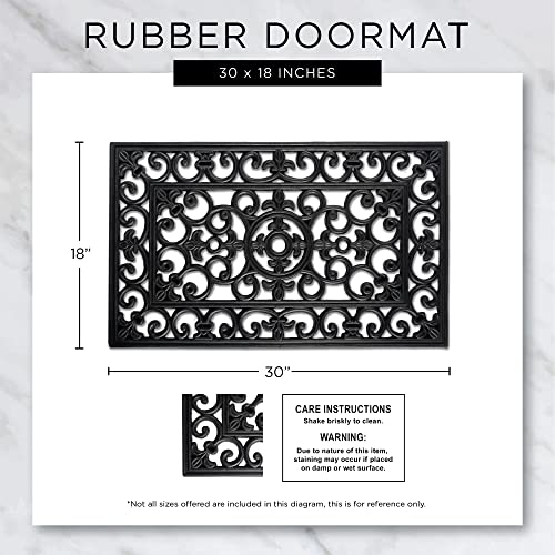 DII Rubber Doormats Collection All Weather, 24x36, Wrought Iron Half Round