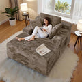 CHORRO 66" Chaise Lounge Chair Indoor,Oversized Boneless Single Sleeeper Couch Bed,Corduroy Cloud Sofa with 3 Soft Pillows for Livingroom,Bedroom,No Assembly,(Khaki)