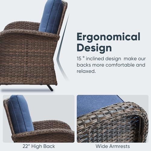 Belord Outdoor Glider Bench Patio Loveseat - 500 Lbs Weight Capacity 2 Seater Wicker Sofa, Small Porch Glider Furniture All Weather Rattan Couch with Removble Cushion for Balcony Deck Backyard, Brown