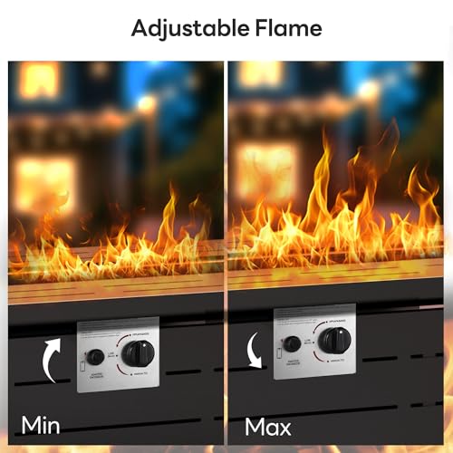 Electactic 43 Inch Propane Fire Pit, 3-in-1 Multi-Use Outdoor Fire Pit Table, 50,000 BTU Steel Gas Fire Pit with Lid & Lava Rock, Add Warmth and Ambience for Patio Deck Garden, Outdoor Gatherings