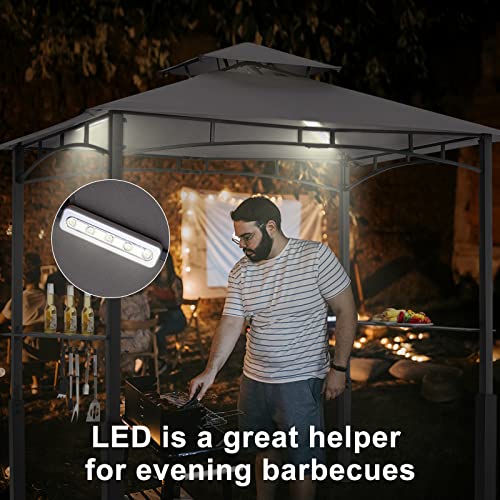 ABCCANOPY 8x5 Grill Gazebo - Outdoor BBQ Canopy Shelter with Led Light for Patio Backyard Grilling (Dark Grey)