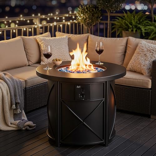 BALI OUTDOORS 50000 BTU Propane Fire Pit for Outdoor, 30 in Fire Pit Table Outdoor, Round Firepits for Outside Backyard, Patio