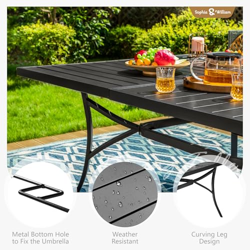 Sophia & William Patio Dining Set 9 Pieces, 8 Quick Dry Textilene Chairs and 1 Large Square Outdoor Dining Table, Durable All-Weather Patio Furniture for Lawn, Park, and Courtyard Support 350lbs