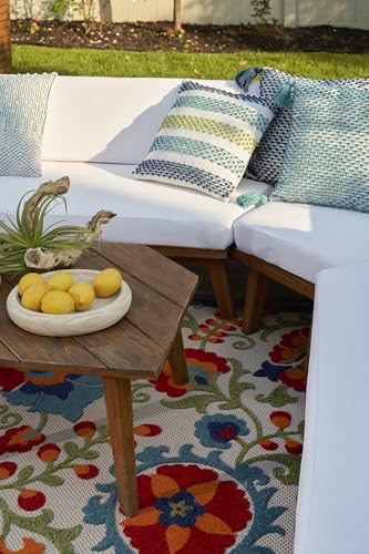Nourison Home Aloha Multicolor 7'10" x 10'6" Area Rug - Easy Clean, Non Shedding, Bed Room, Living Room, Dining Room, Kitchen (8' x 11')