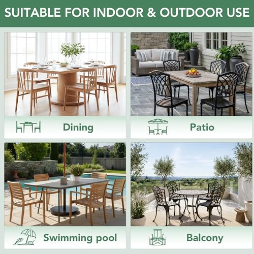 Summsun Outdoor Chair Cushions Set of 4: Waterproof Patio Furniture Cushions - 17 x 16 Inch Non Slip Round Corner Seat Cushion Pads with Removable Cover for Garden Yard Lawn, Navy Blue