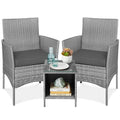 Best Choice Products 3-Piece Outdoor Wicker Conversation Bistro Set, Space Saving Patio Furniture for Garden w/Side Table - Gray/Gray