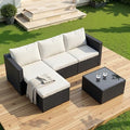 Shintenchi 4 Pieces Patio Furniture Sets, Outdoor Sofa Patio Sectional Sets All Weather, 2-in-1 Wicker Rattan Seating Sofa Couch with Cushions & Coffee Table for Yard, Garden, Porch, Poolside (Beige)