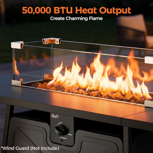 BALI OUTDOORS Propane Fire Pit Patio Outdoor Fire Pit Table Large Firepits for Outside Black