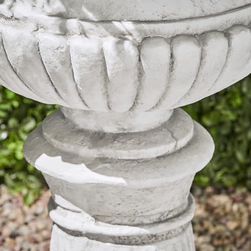Christopher Knight Home Adonis Traditional Roman Chalice Garden Urn Planter with Lion and Floral Accents, Antique White