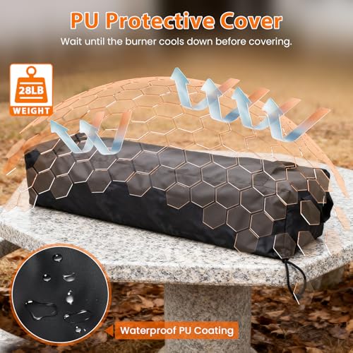 GRISUN Tabletop Fire Pit,36 Inch Propane Fire Pit Table,50000 BTU Table Top Firepit with Glass Wind Guard,Stainless Steel Burner,Fire Glass,Portable Propane fire Pit for Patio, Camping, Backyard & RV