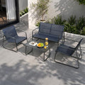Kozyard Sofia 4-Piece Patio Conversation Set, Outdoor Furniture Set with Loveseat, 2 Chairs & Table, Breathable Textilene Seating, Powder-Coated Metal Frame, All-Weather for Balcony Backyard Navy Blue