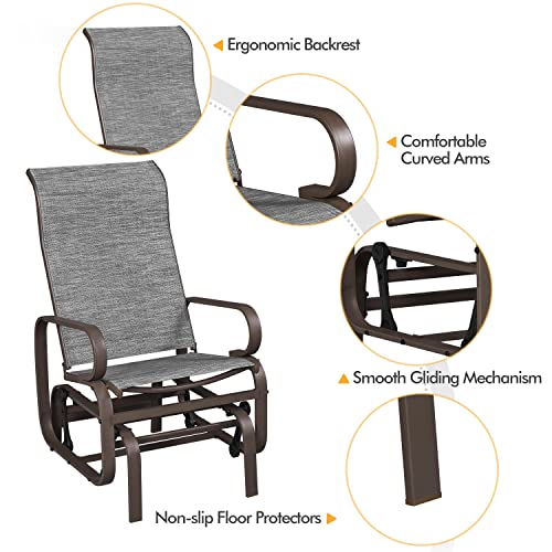 Yaheetech Outdoor Patio Glider, Rocking Lounge Chair with Sling Fabric and Steel Construction for Porch Patio Balcony Set of 1