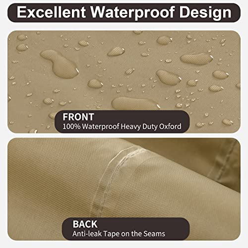 PureFit Outdoor Chair Covers Waterproof 2 Pack Patio Furniture Lawn Chair Covers for Outdoor Furniture with Air Vent and Padded Handles, Fits up to 32W x 37D x 36H Inches, Camel