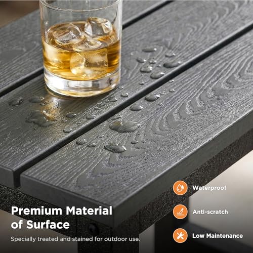 ODK Outdoor Side Tables Set of 2, Adirondack Patio End Table with Weather-Resistant Waterproof Top for Hot Tub Garden, Balcony, Poolside, 2PCS, Grey