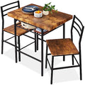 Best Choice Products 3-Piece Modern Dining Set, Space Saving Dinette for Kitchen, Dining Room, Small Space w/Steel Frame, Built-in Storage Rack - Medium Brown/Black