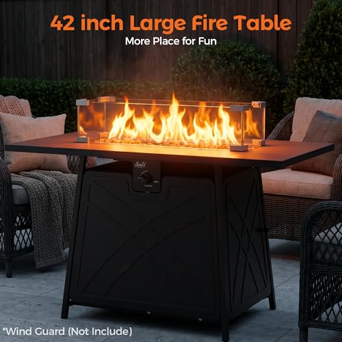 BALI OUTDOORS Propane Fire Pit Patio Outdoor Fire Pit Table Large Firepits for Outside Black