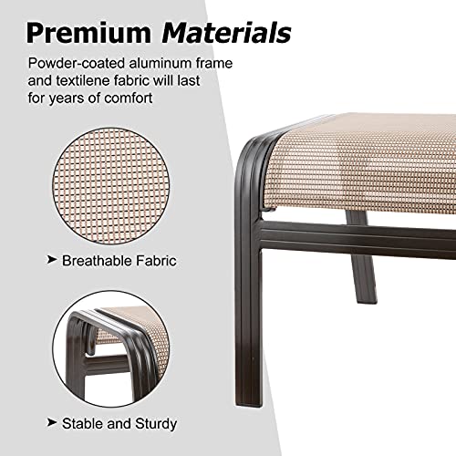Deguifei Outdoor Patio Footstools Aluminum Outdoor Ottomans Footrest Small Seating Wicker Furniture Patio Ottoman 2 Pieces Brown